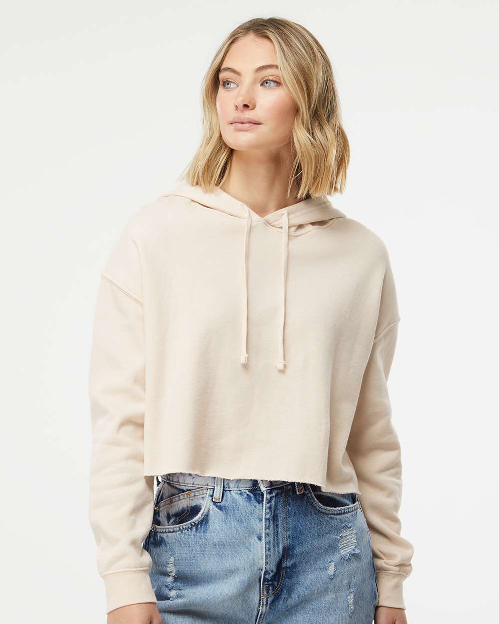 Independent Trading Co. Women’s Lightweight Crop Hooded Sweatshirt AFX64CRP #colormdl_Bone