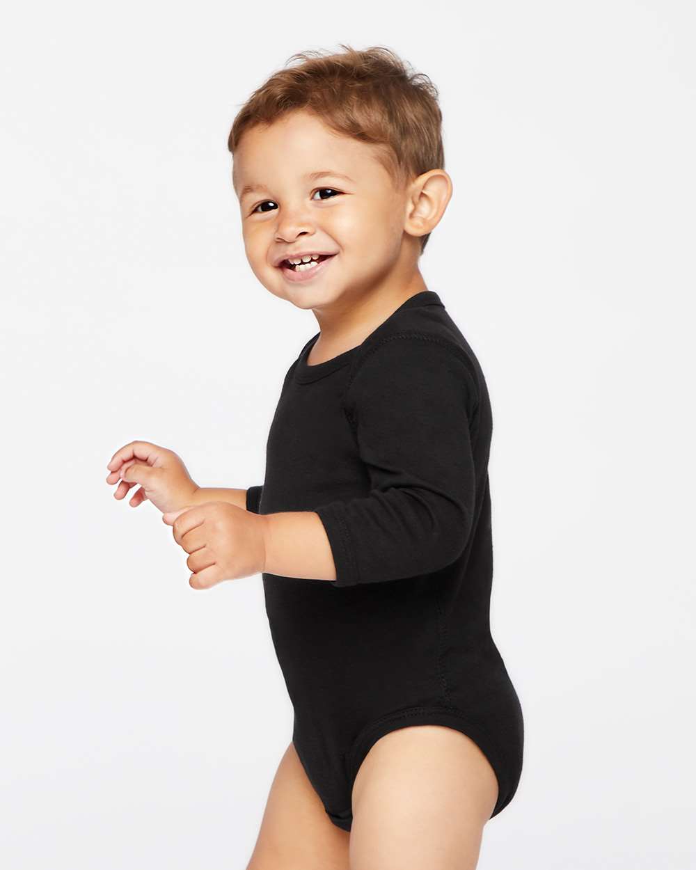 Rabbit Skins Infant Long Sleeve Baby Rib Bodysuit 4411 #colormdl_Black