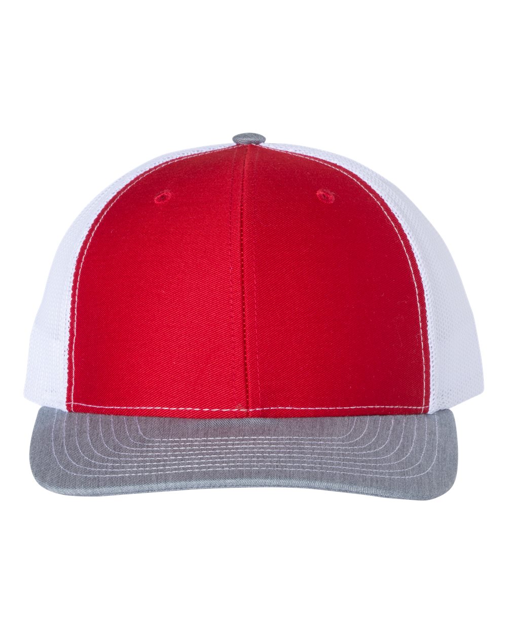 Red, White and Heather Grey Color Adjustable Snapback Trucker Cap