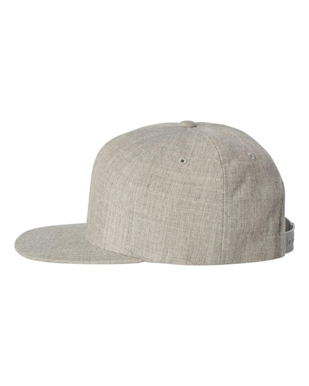 Heather Grey Color Wool Blend Snapback Cap Side View