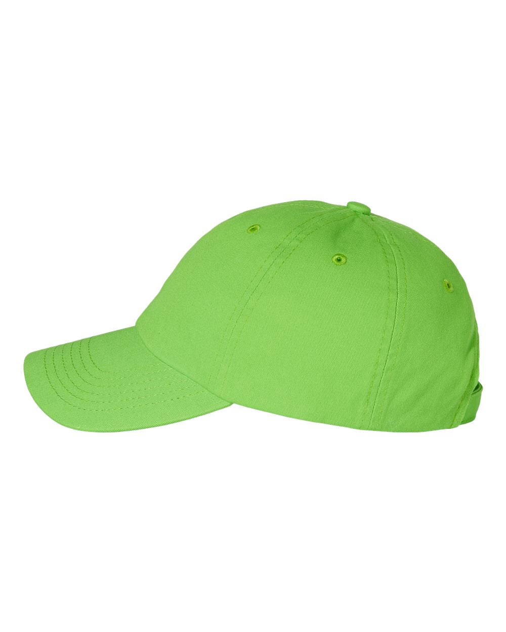 Neon Green Color Adult Bio-Washed Classic Dad’s Cap Side View