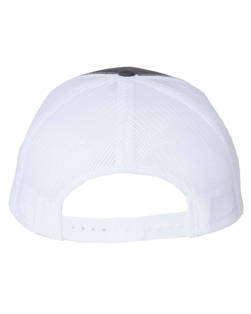 Charcoal and White Color Adjustable Snapback Trucker Cap Back View