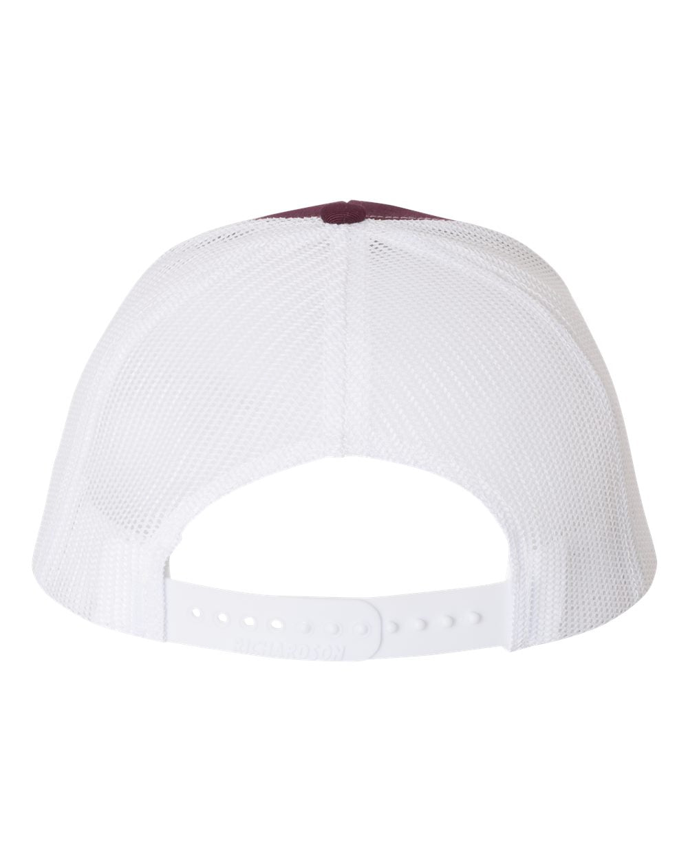 Maroon and White Color Adjustable Snapback Trucker Cap Back View