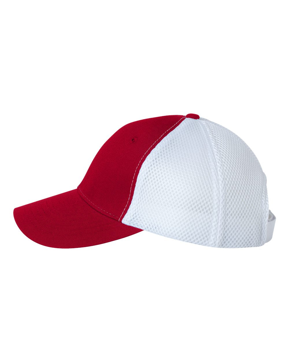 Red and White Color Sportsman Spacer Mesh-Back Cap Side View