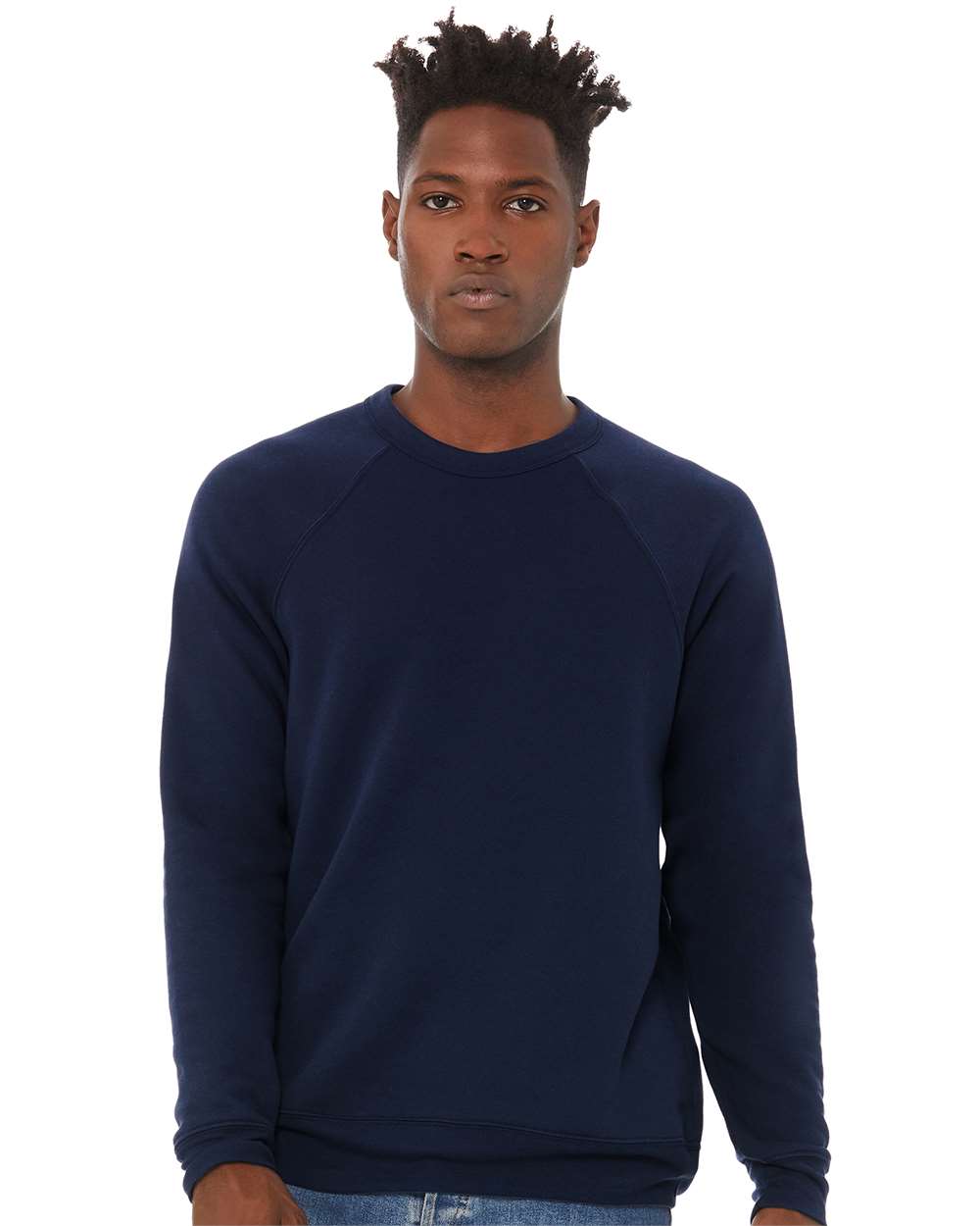 mdl Navy Color Unisex Sponge Fleece Raglan Crewneck Sweatshirt
