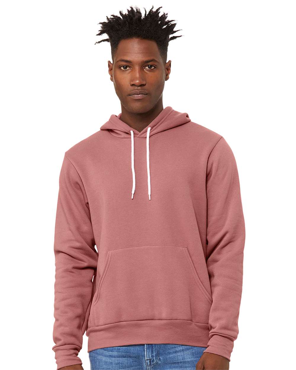 BELLA + CANVAS Unisex Sponge Fleece Hoodie 3719 mdl Mauve Color Unisex Sponge Fleece Hoodie