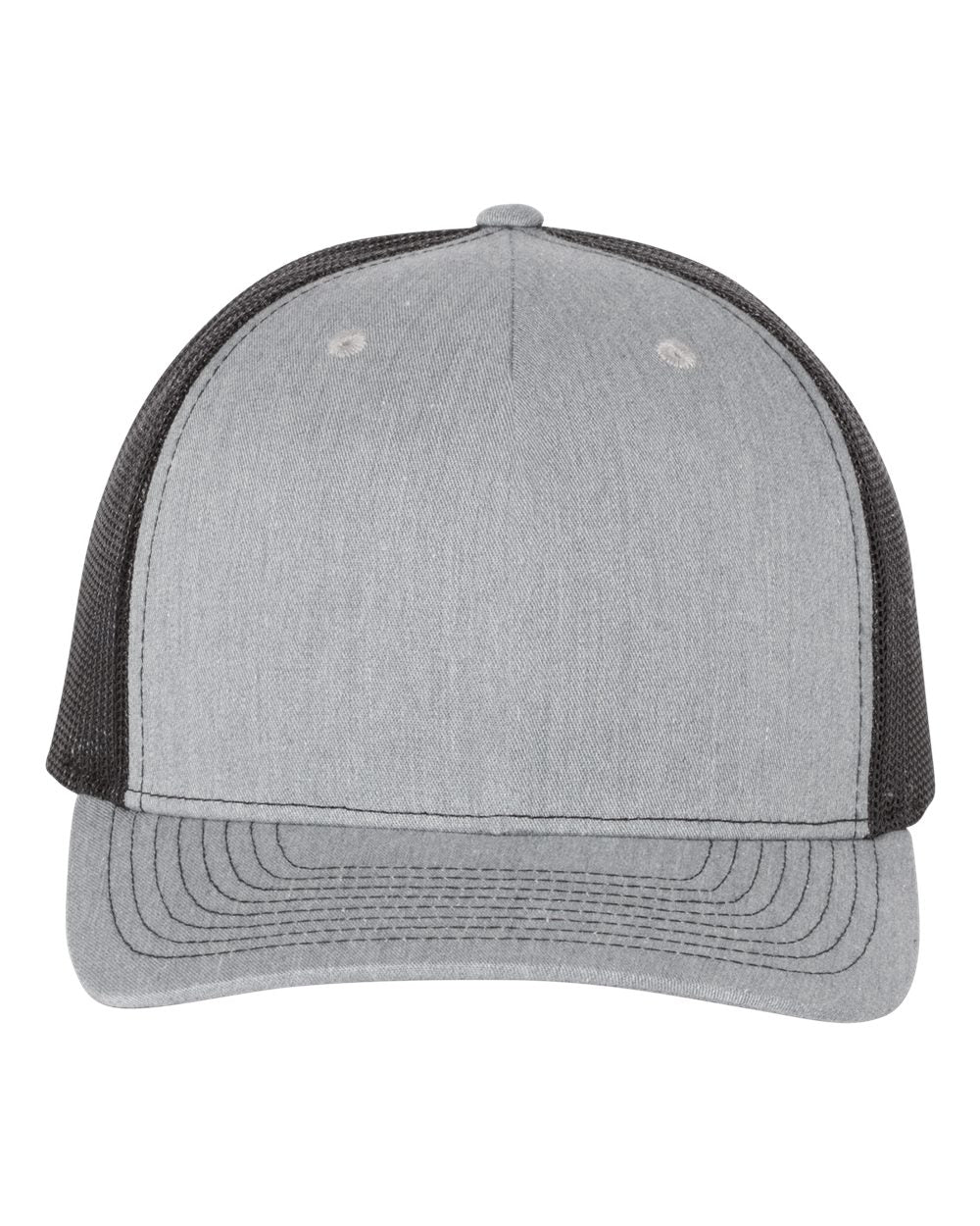 Heather Grey and Black Color Five-Panel Trucker Cap Back View