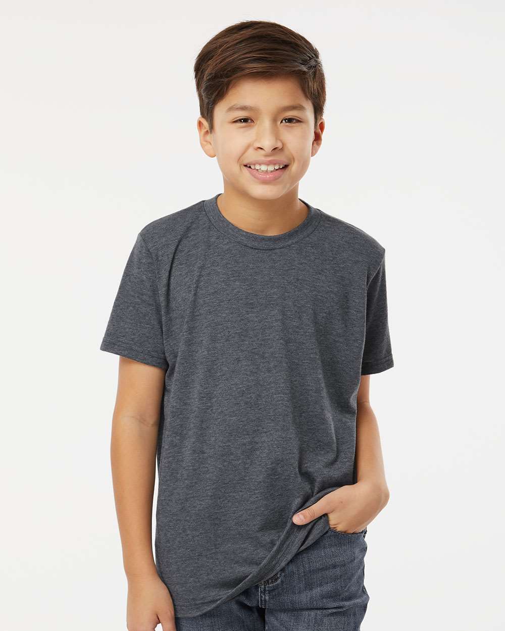 M&O Youth Deluxe Blend T-Shirt 3544 #colormdl_Heather Charcoal