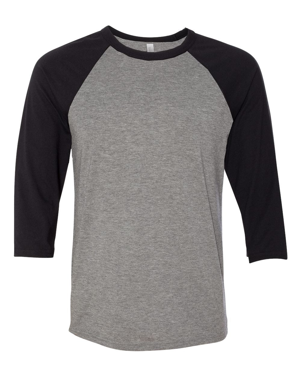 Deep Heather and Black Color Unisex Three-Quarter Sleeve Baseball Tee