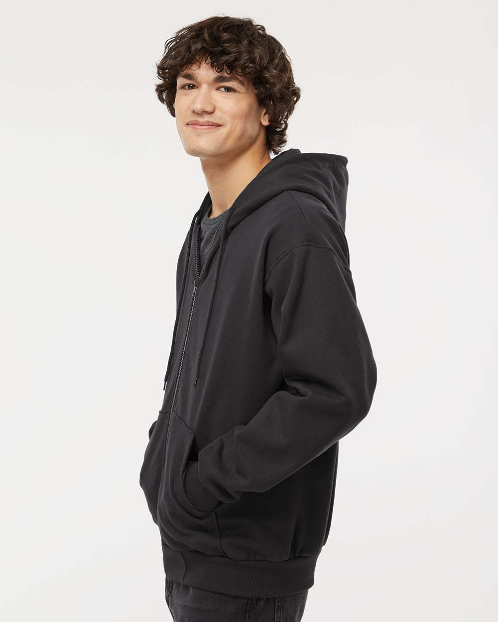 King Fashion Full-Zip Hooded Sweatshirt KF9017 #colormdl_Black