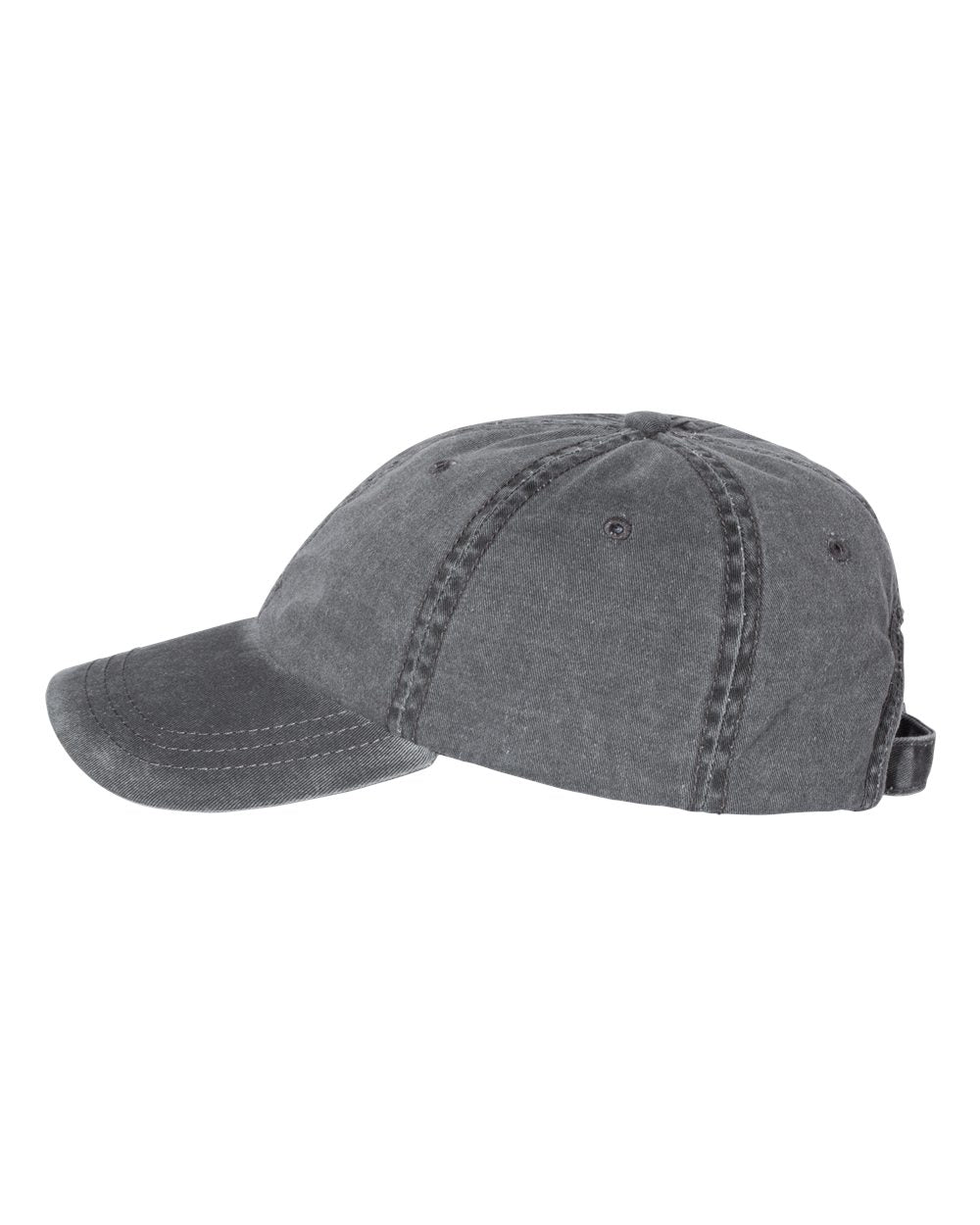 Black Color Sportsman Pigment-Dyed Cap Side View