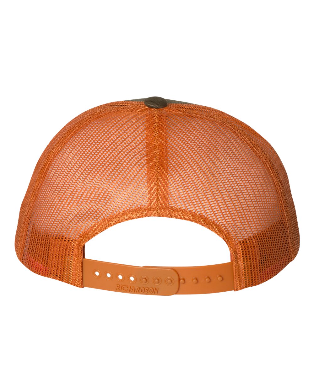 Dark Loden and Jaffa Orange Color Richardson Low Pro Trucker Cap Back View