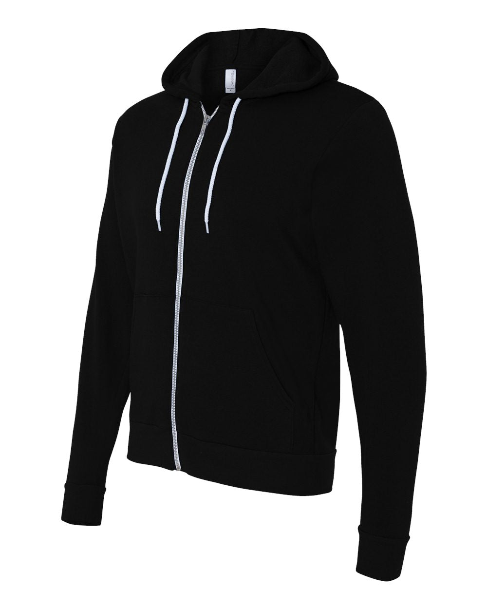 Black Color Unisex Sponge Fleece Full-Zip Hoodie