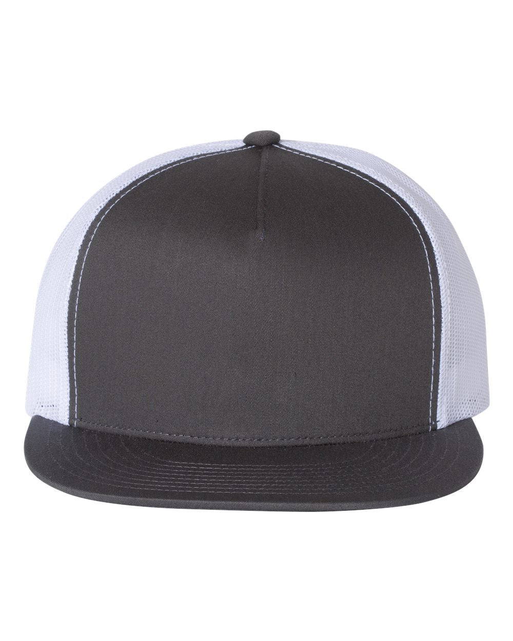 Charcoal and White Color Flat Bill Trucker Cap