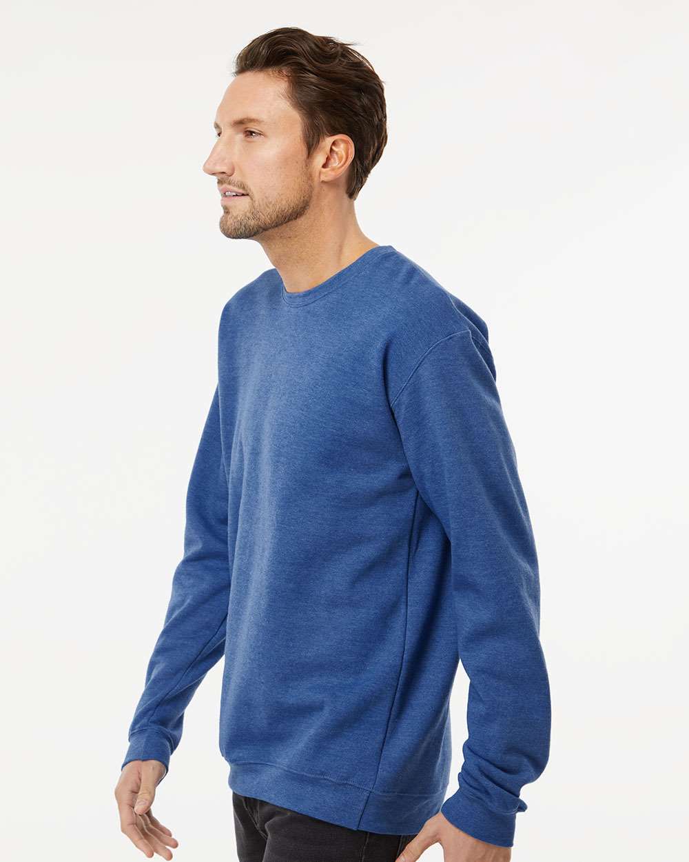 M&O Unisex Crewneck Fleece 3340 #colormdl_Heather Royal