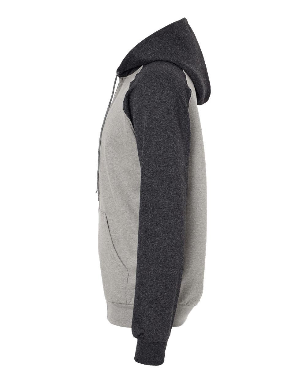 King Fashion Fleece Raglan Hooded Full-Zip Sweatshirt KF4048 #color_Grey Heather/ Dark Charcoal