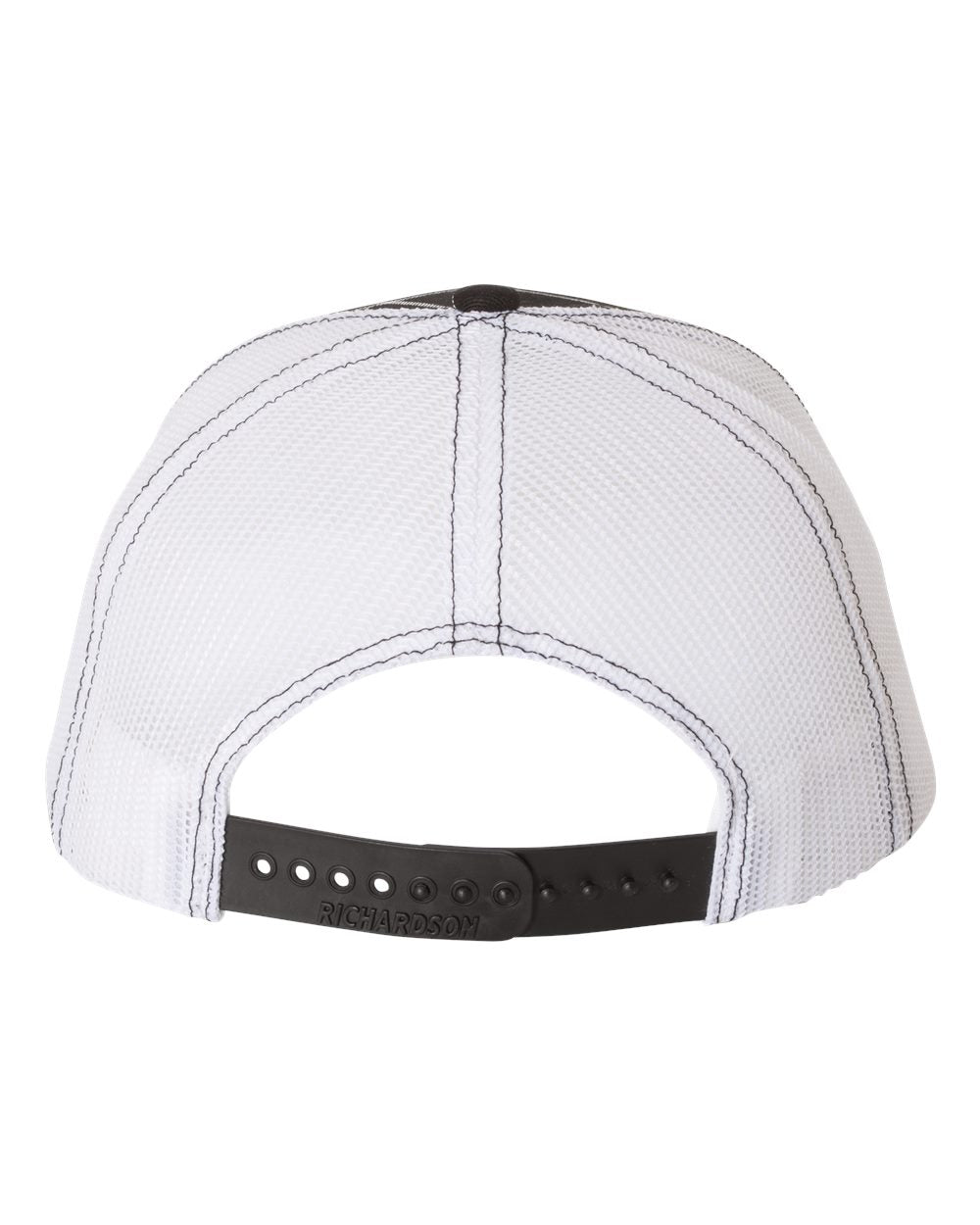 Plaid Print Black, Charcoal and White Color Patterned Snapback Trucker Cap Back View