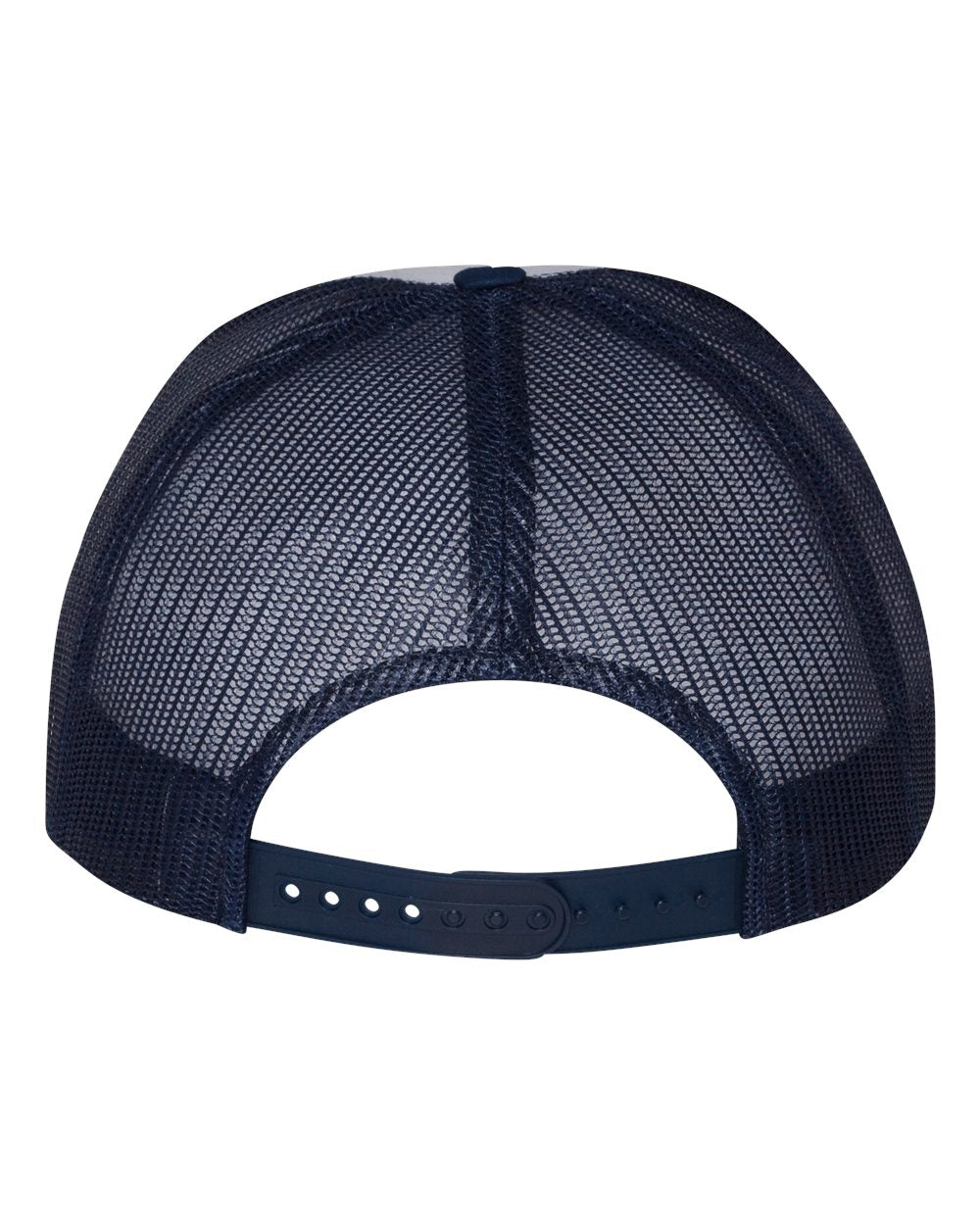 YP Classics Flat Bill Trucker Cap 6006 Navy, White and Navy Color Flat Bill Trucker Cap Back View