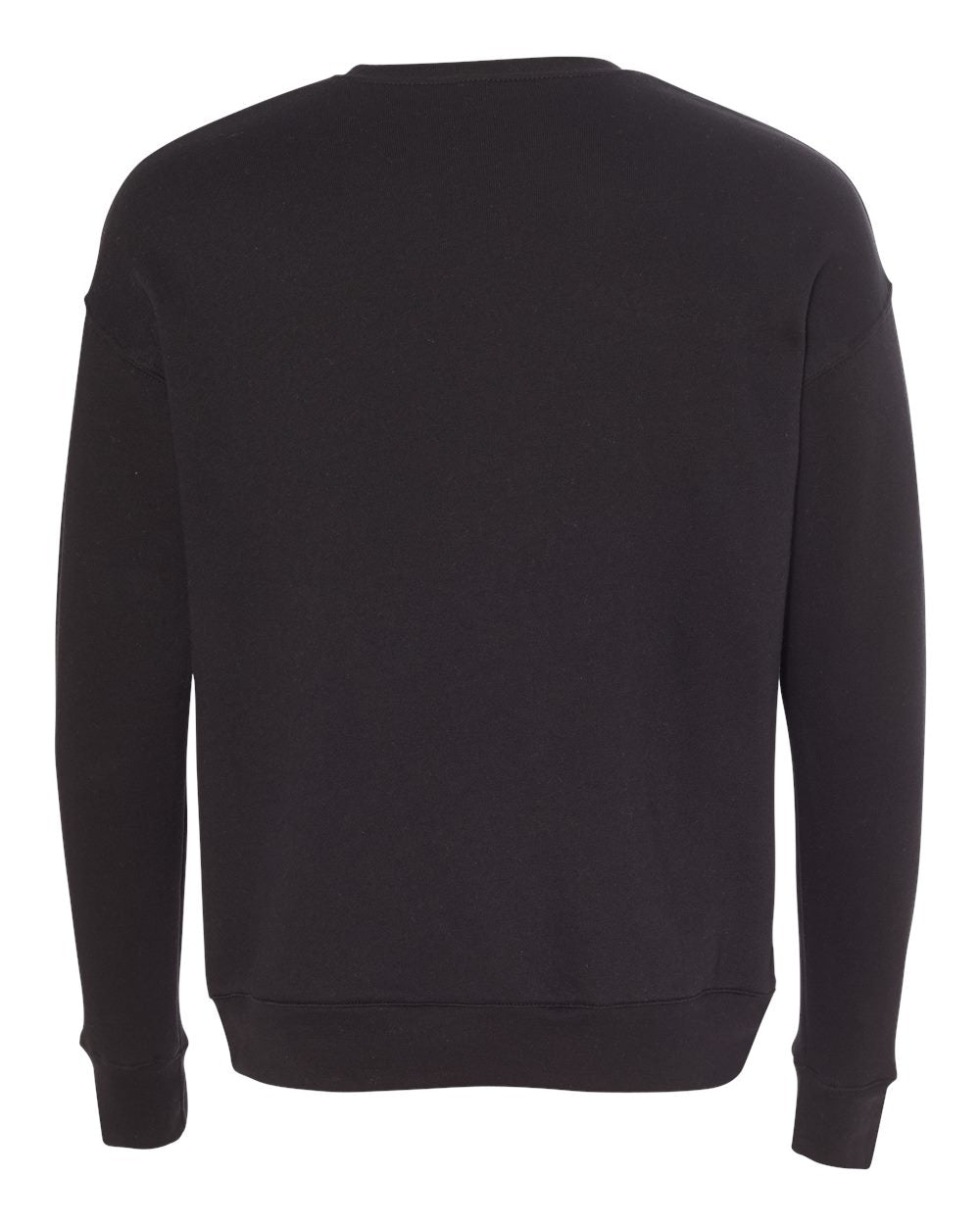 Black Color Unisex Sponge Fleece Drop Shoulder Crewneck Sweats
