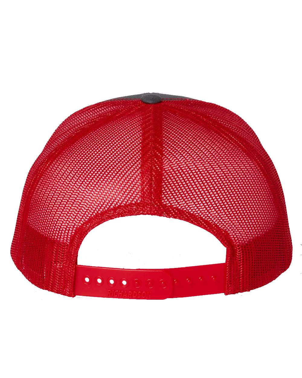 Richardson Adjustable Snapback Trucker Cap 112 Charcoal and Red Color Adjustable Snapback Trucker Cap ack View