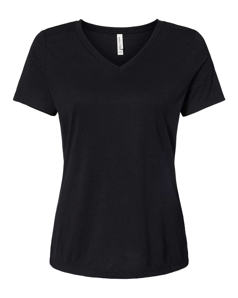 Solid Black Triblend Color Women's Relaxed Triblend Short Sleeve V-Neck Tee