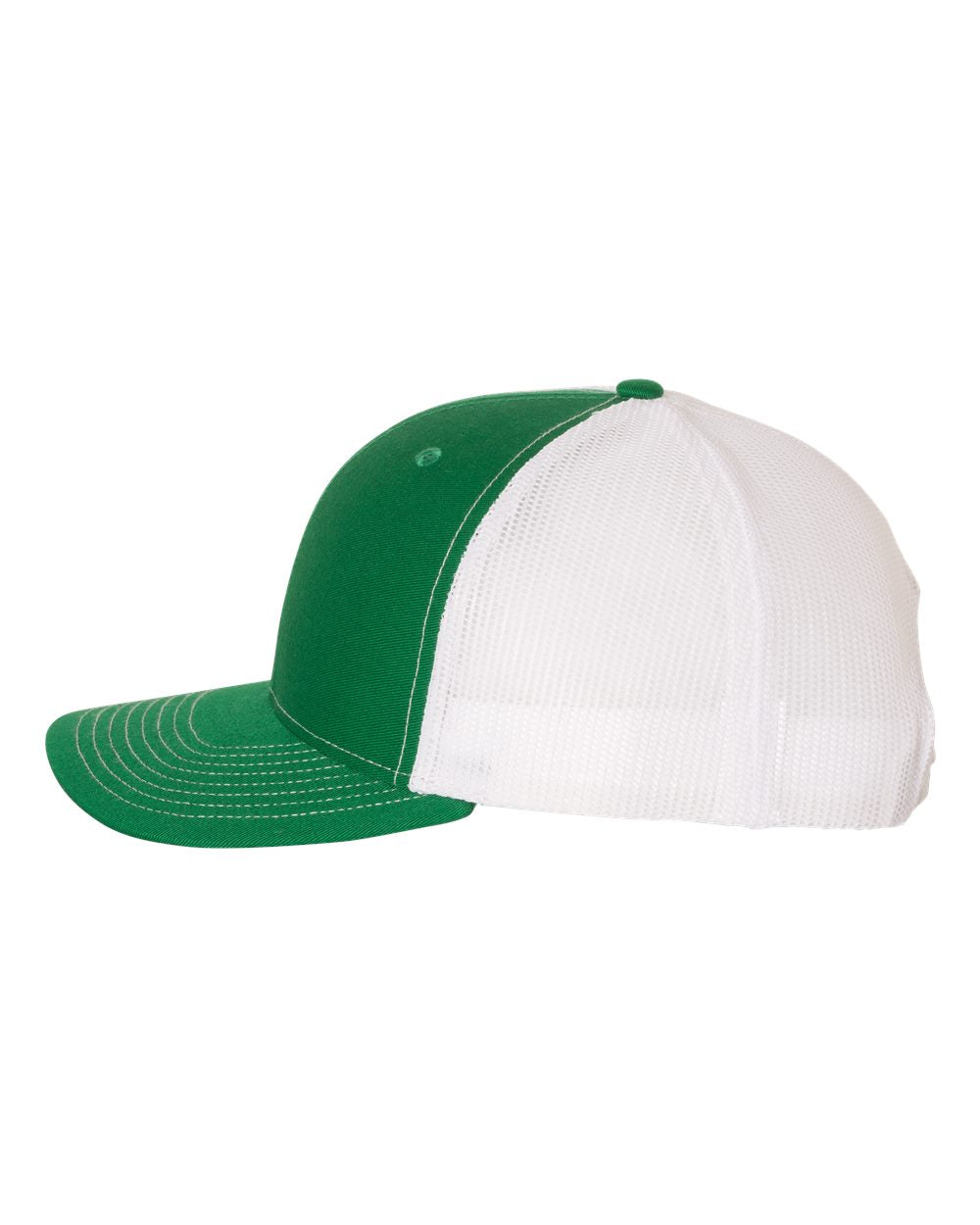Kelly and White Adjustable Snapback Trucker Cap Side View