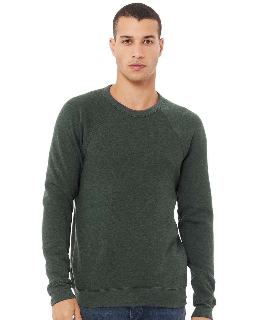 mdl Heather Forest Color Unisex Sponge Fleece Raglan Crewneck Sweatshirt