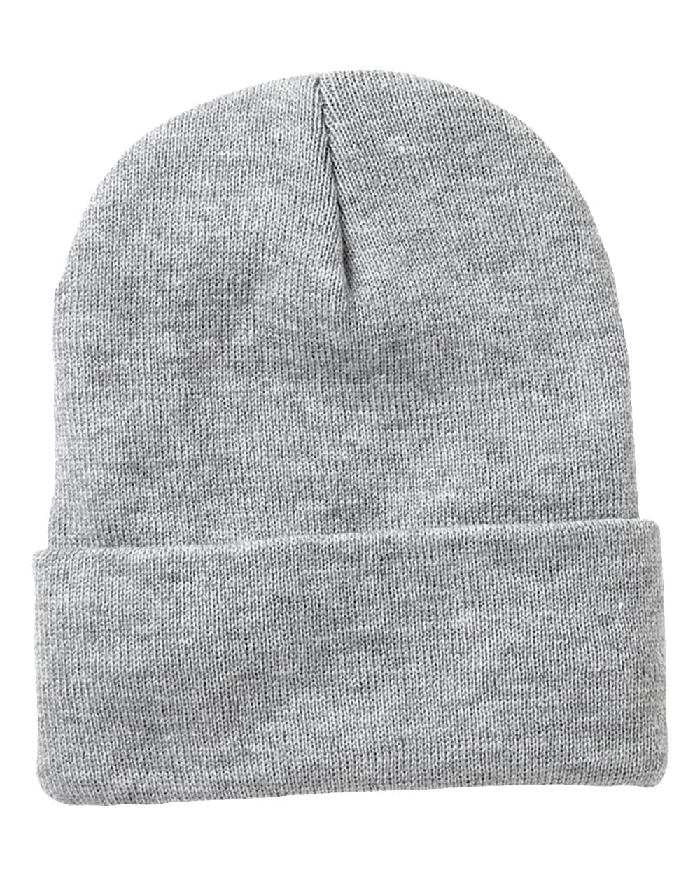 Heather Grey Color Sportsman Fleece Lined 12" Cuffed Beanie