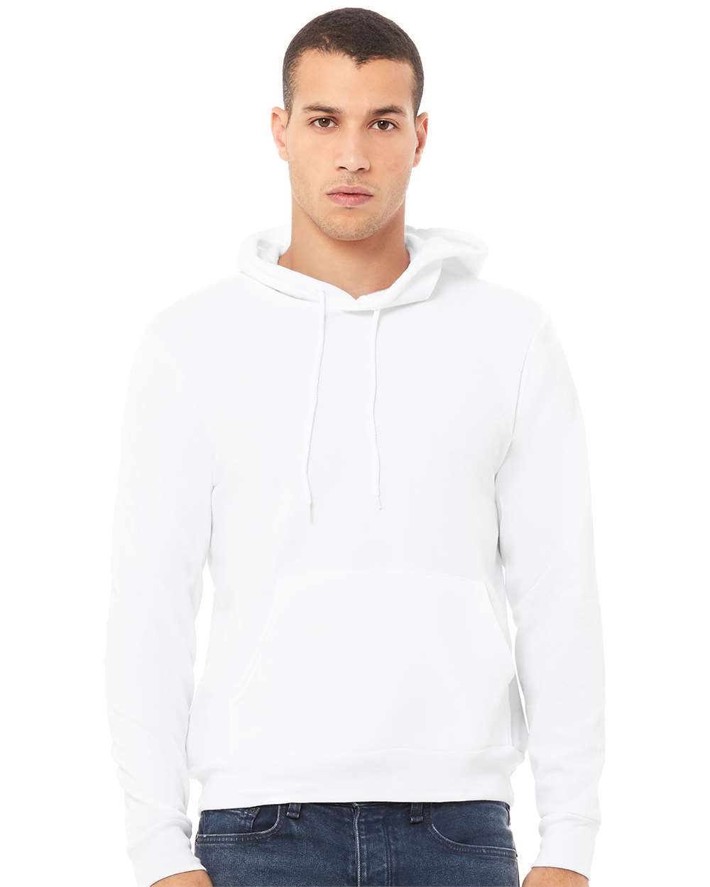 BELLA + CANVAS Unisex Sponge Fleece Hoodie 3719 mdl White Color Unisex Sponge Fleece Hoodie