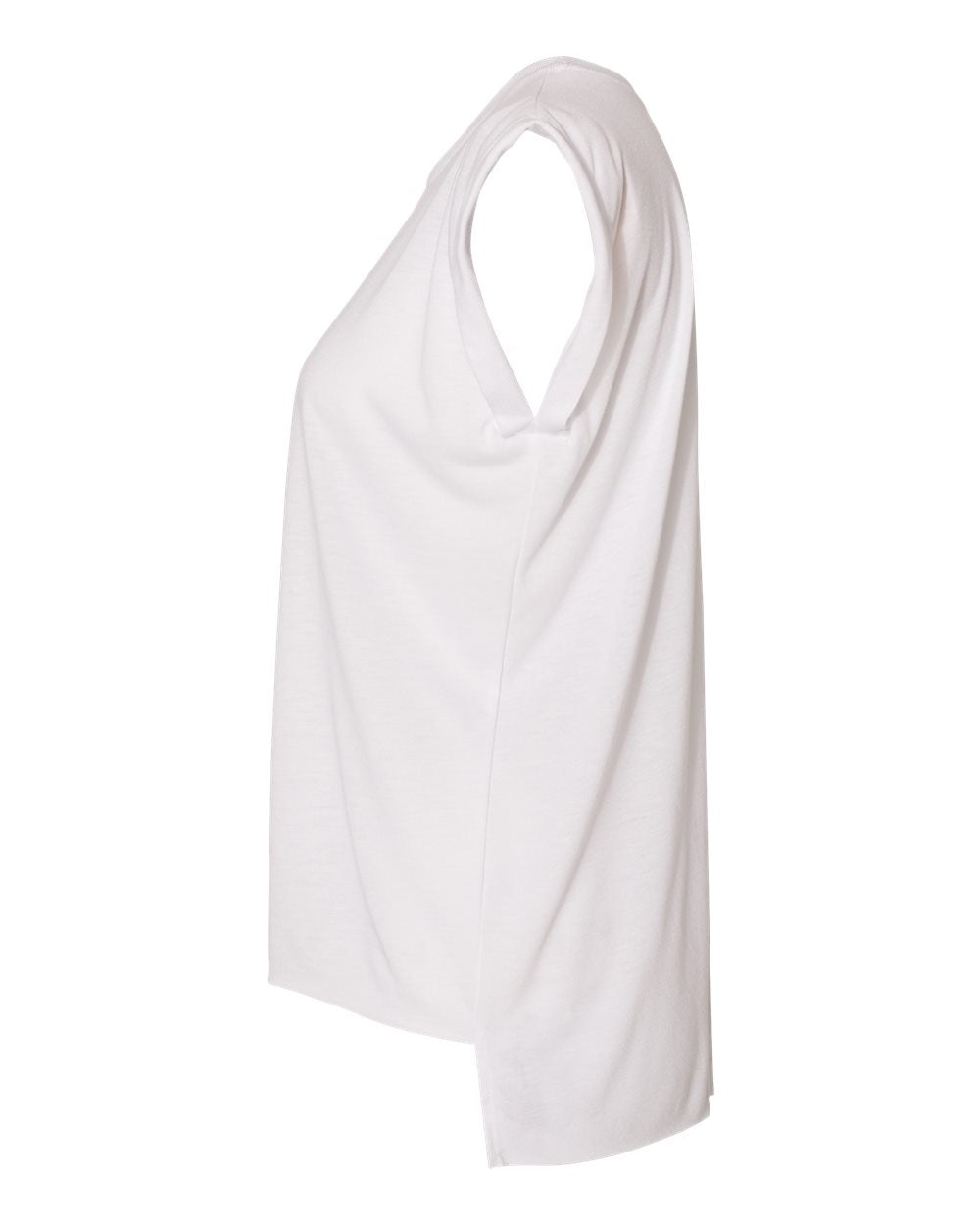 White Color Women’s Flowy Rolled Cuffs Muscle Tee