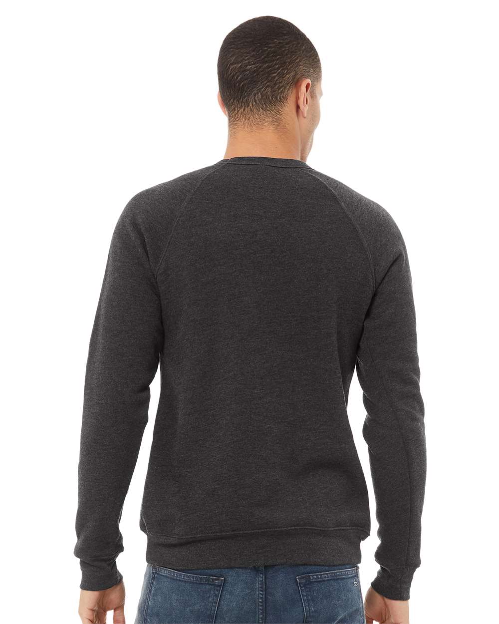 mdl Dark Grey Heather Color Unisex Sponge Fleece Raglan Crewneck Sweatshirt