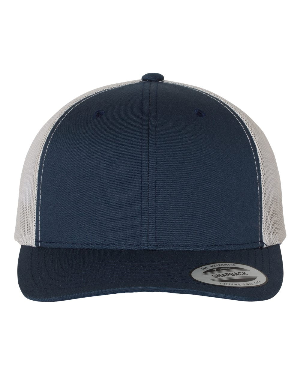 YP Classics Six-Panel Retro Trucker Cap 6606 Navy and Silver Color Six-Panel Retro Trucker Cap