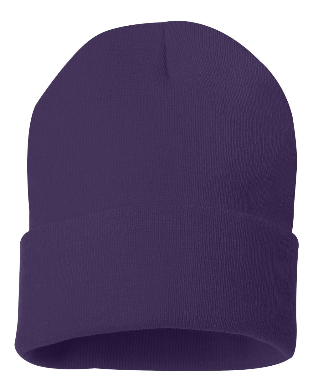 Purple Color Sportsman Solid 12" Cuffed Beanie