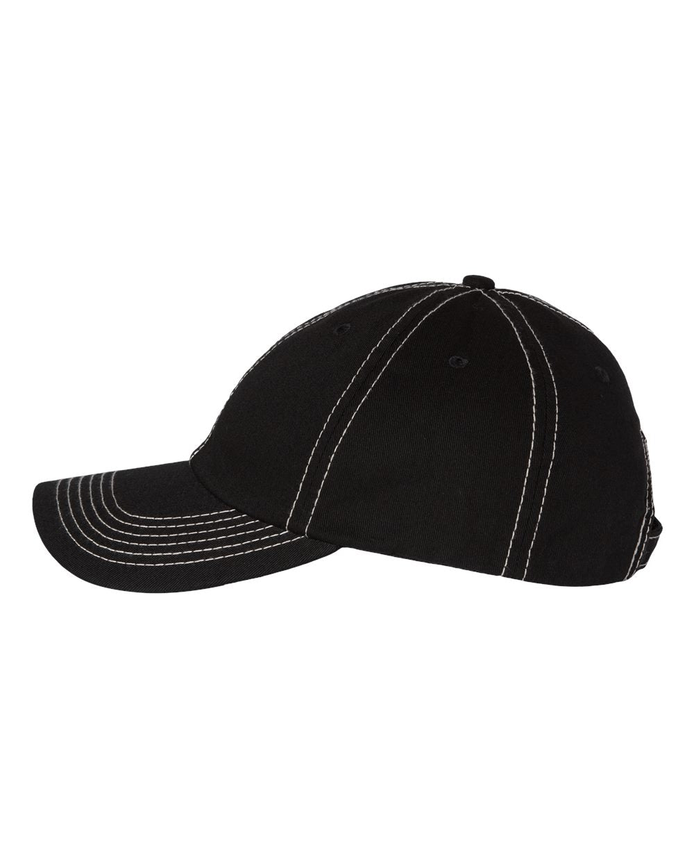 Black and Stone Stitch Color Adult Bio-Washed Classic Dad’s Cap Side View