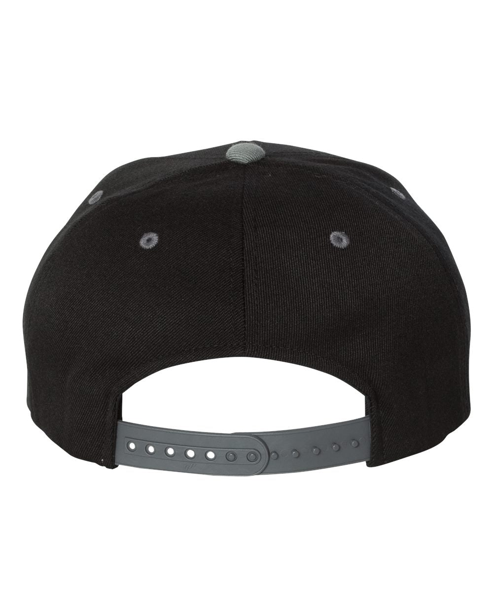 Flexfit 110® Flat Bill Snapback Cap 110F Black and Grey Color Flexfit 110® Flat Bill Snapback Cap Back View