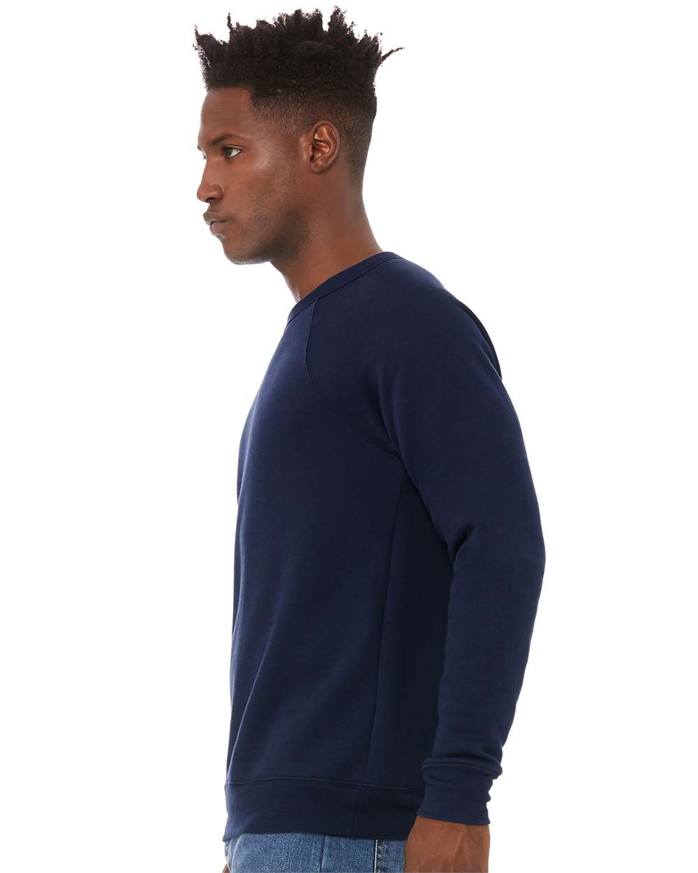mdl Navy Color Unisex Sponge Fleece Raglan Crewneck Sweatshirt