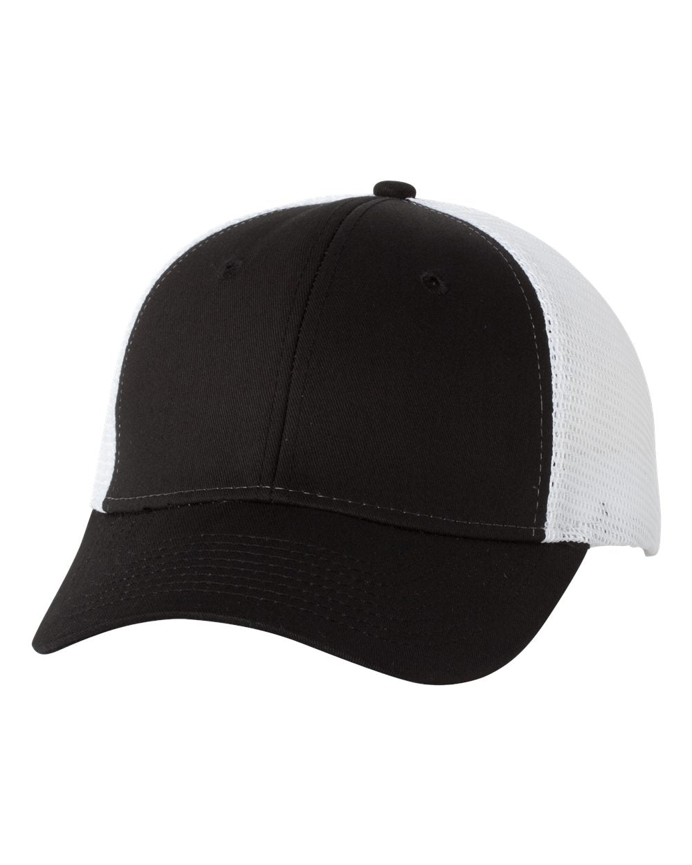 Black and White Color Valucap Mesh-Back Trucker Cap