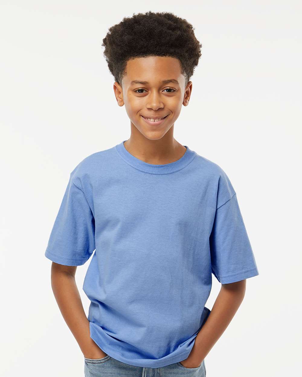 M&O Youth Deluxe Blend T-Shirt 3544 #colormdl_Heather Blue