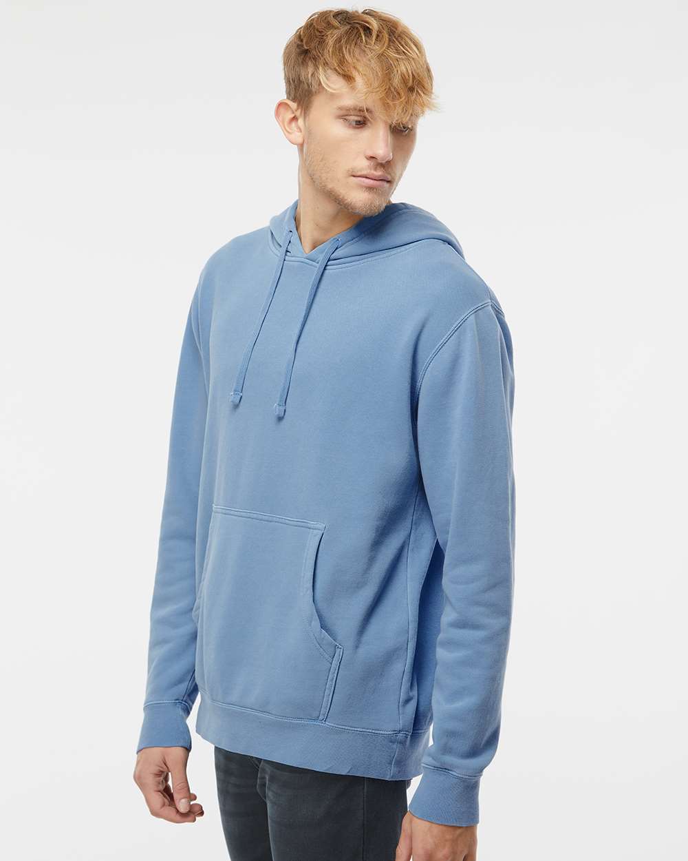 Independent Trading Co. Unisex Midweight Pigment-Dyed Hooded Sweatshirt PRM4500 #colormdl_Pigment Light Blue