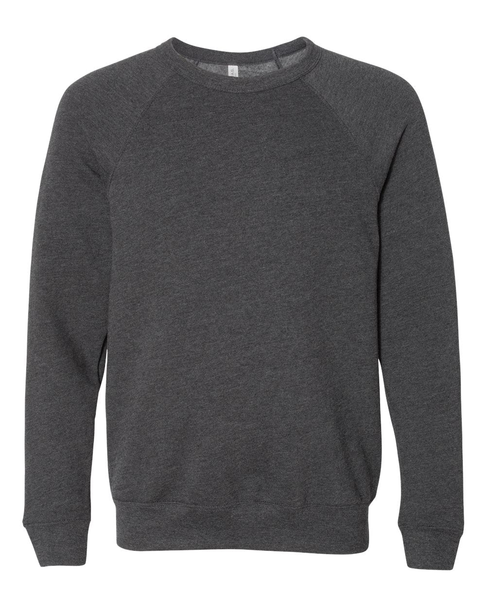 Dark Grey Heather Color Unisex Sponge Fleece Raglan Crewneck Sweatshirt