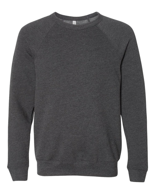 Dark Grey Heather Color Unisex Sponge Fleece Raglan Crewneck Sweatshirt