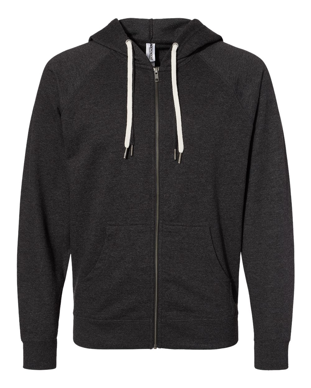 Independent Trading Co. Icon Unisex Lightweight Loopback Terry Full-Zip Hooded Sweatshirt SS1000Z #color_Charcoal Heather
