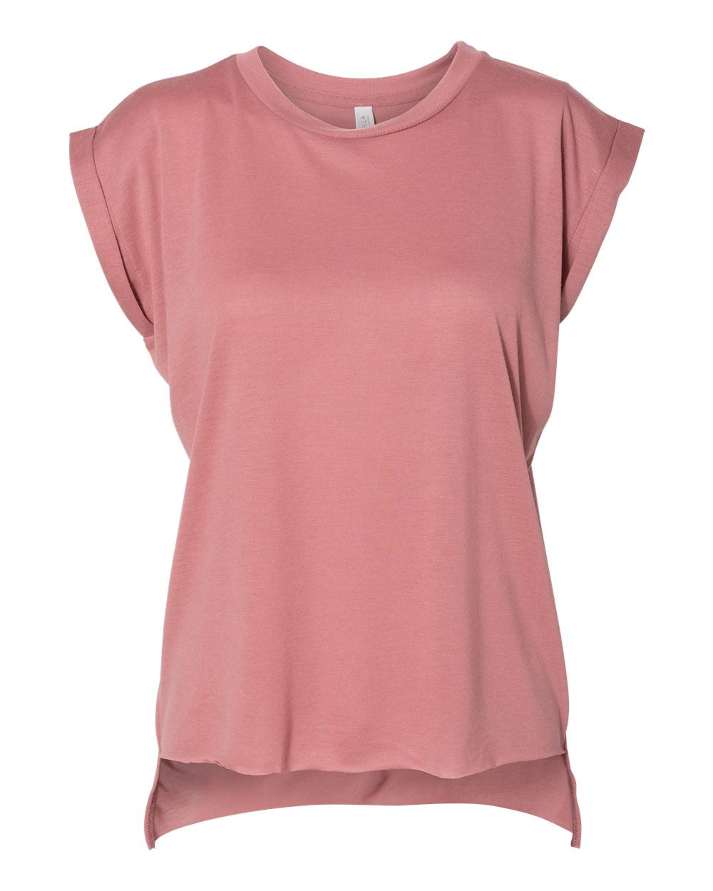Mauve Color Women’s Flowy Rolled Cuffs Muscle Tee