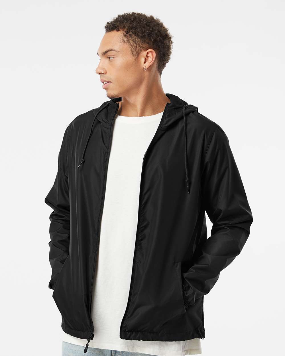 Independent Trading Co. Unisex Lightweight Windbreaker Full-Zip Jacket EXP54LWZ #colormdl_Black