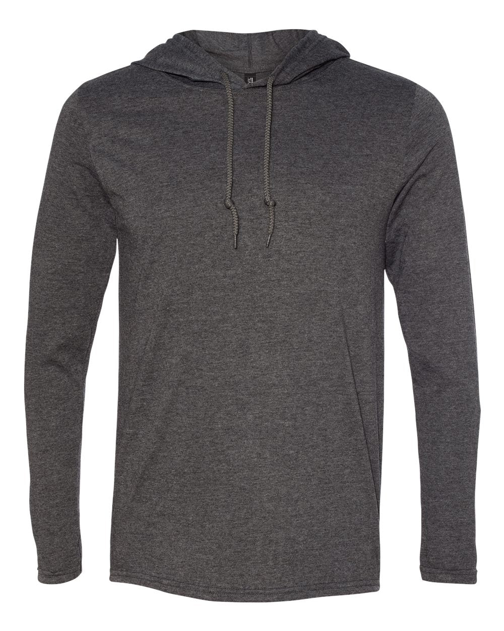 Gildan Softstyle® Lightweight Hooded Long Sleeve T-Shirt 987 #color_Dark Heather/ Dark Grey
