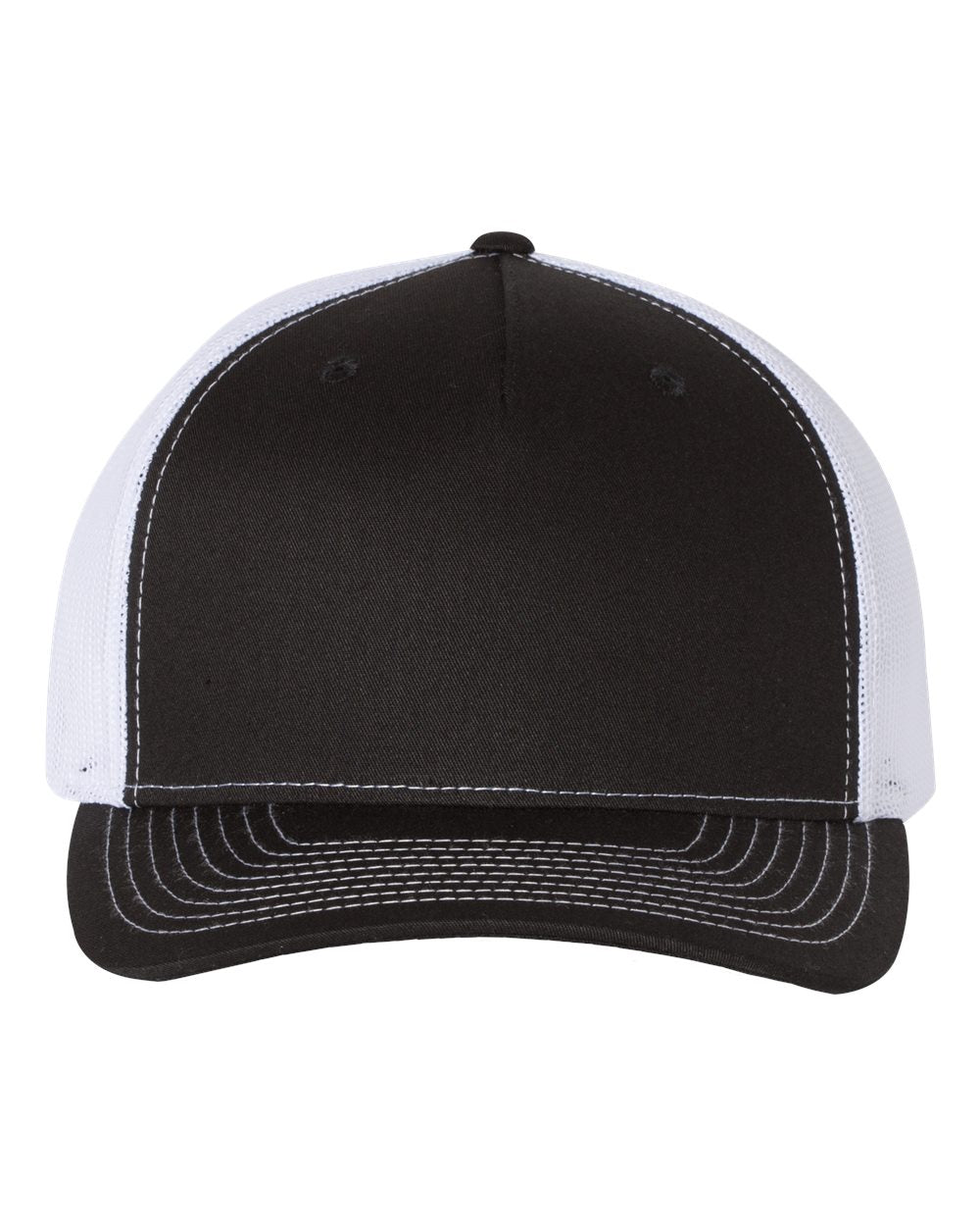 Black and White Color Five-Panel Trucker Cap