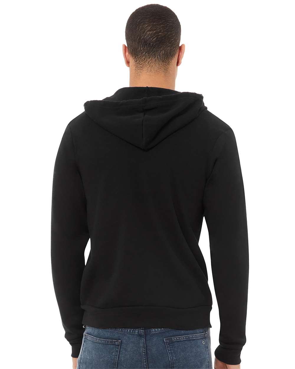 mdl Black Color Unisex Sponge Fleece Full-Zip Hoodie
