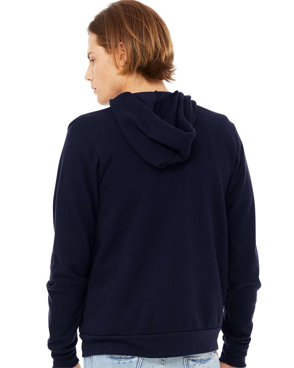mdl Navy Color Unisex Sponge Fleece Full-Zip Hoodie