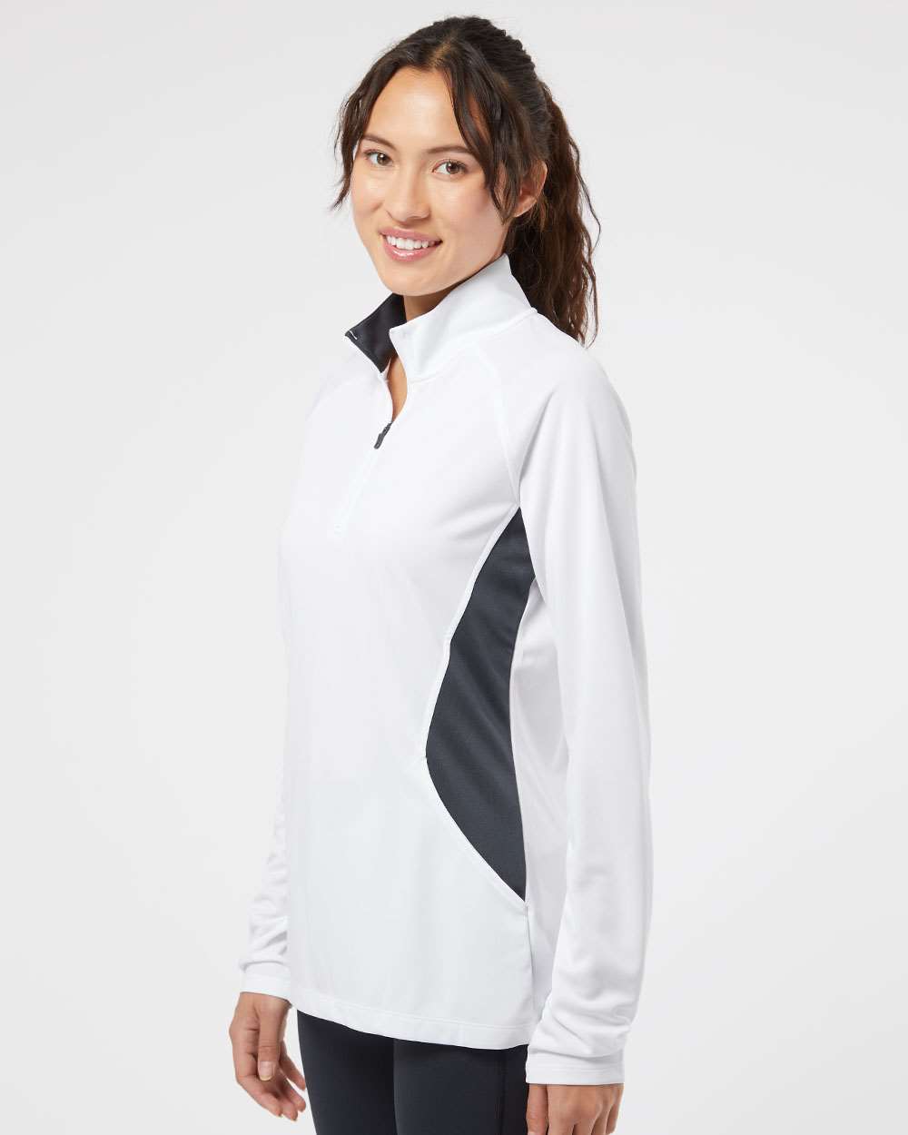 Adidas A281 Women's Lightweight Quarter-Zip Pullover #colormdl_White/ Carbon