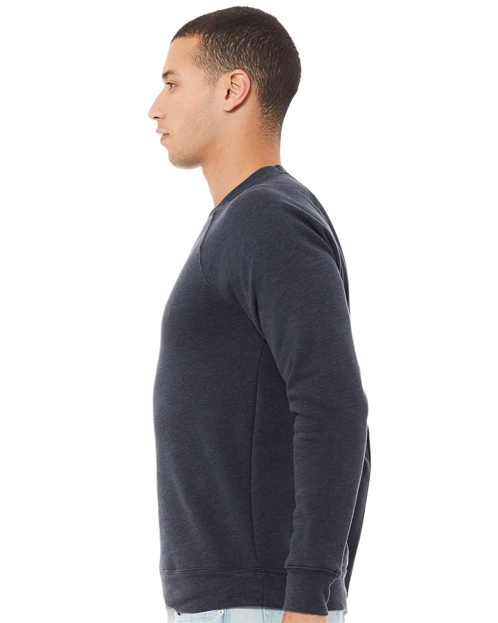 mdl Heather Navy Color Unisex Sponge Fleece Raglan Crewneck Sweatshirt
